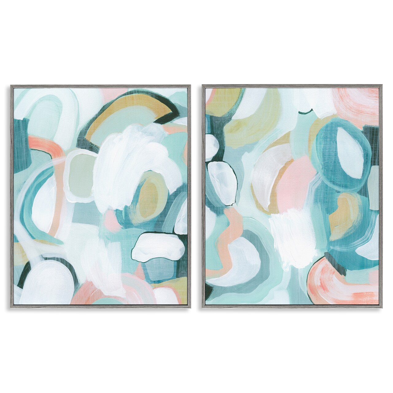 Stupell Industries Pastel Pink & Blue 2pc Framed Giclee Wall Art Set Design by Grace Popp
